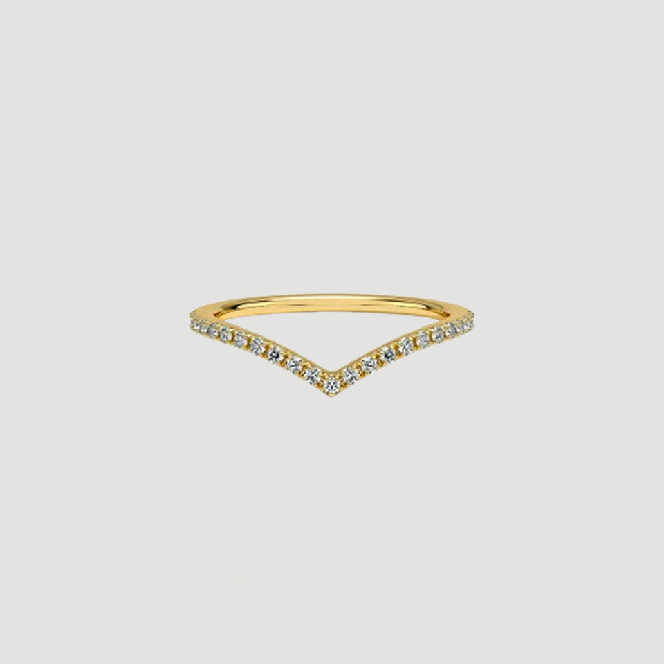 Chevron V Shape Curved Ring