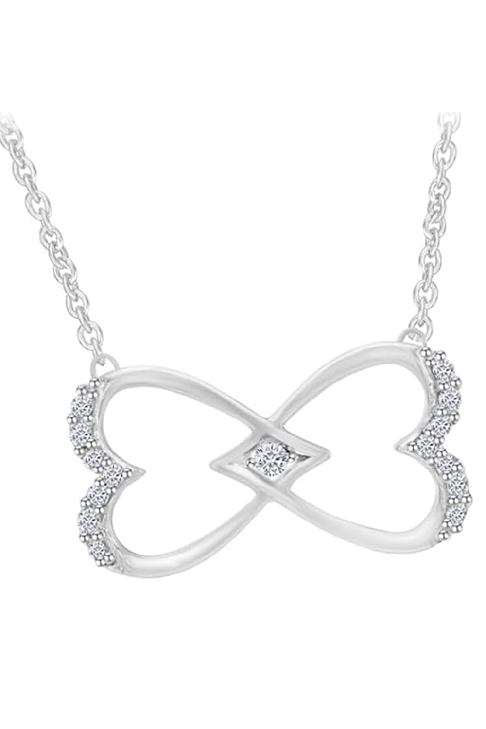 White Gold Color Heart-Shaped Infinity Pendant Necklace