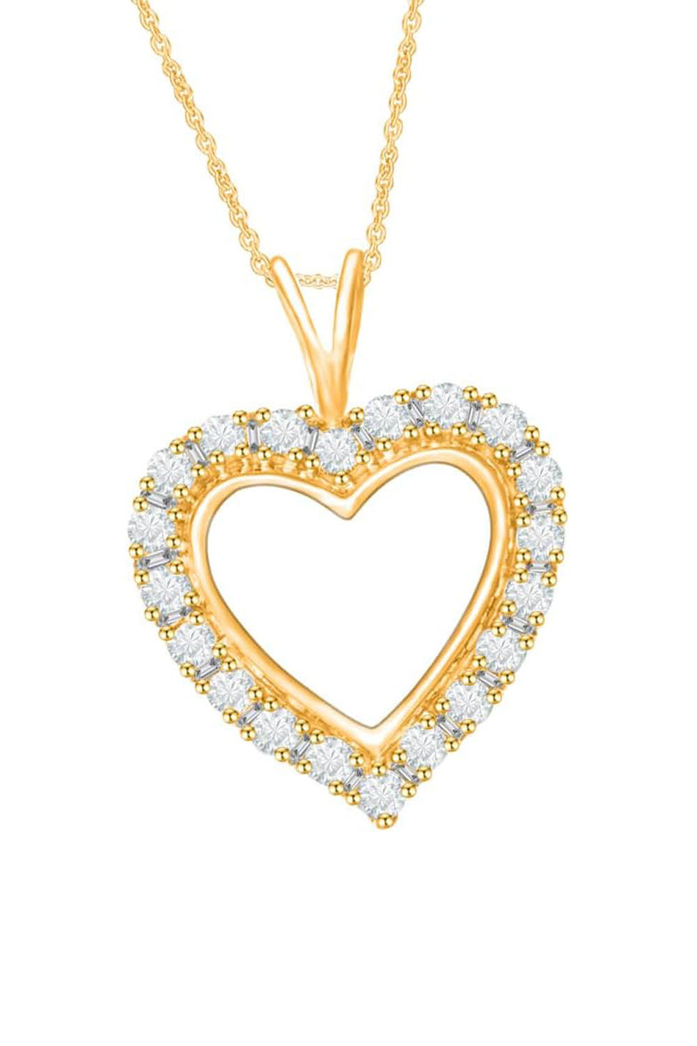 Yellow Gold Color Moissanite Love Heart Pendant Necklace