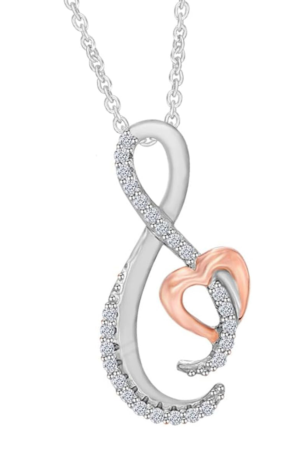White Gold Color Moissanite Infinity Heart Pendant Necklace