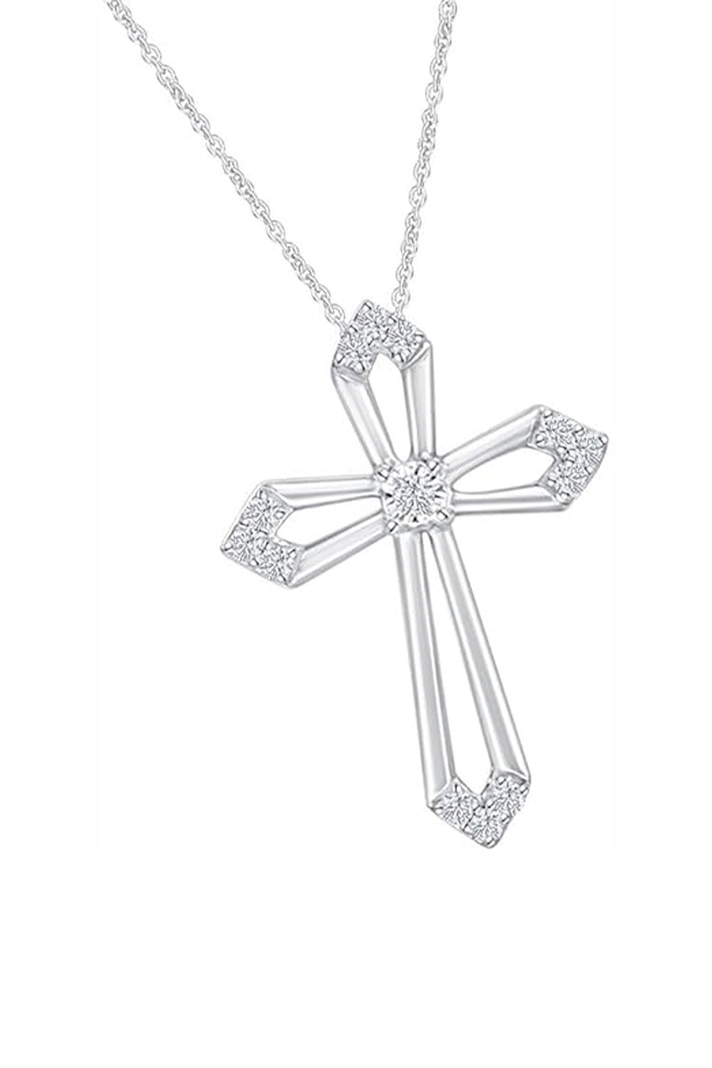 White Gold Color Open Cross Pendant Necklace, Trending Necklaces
