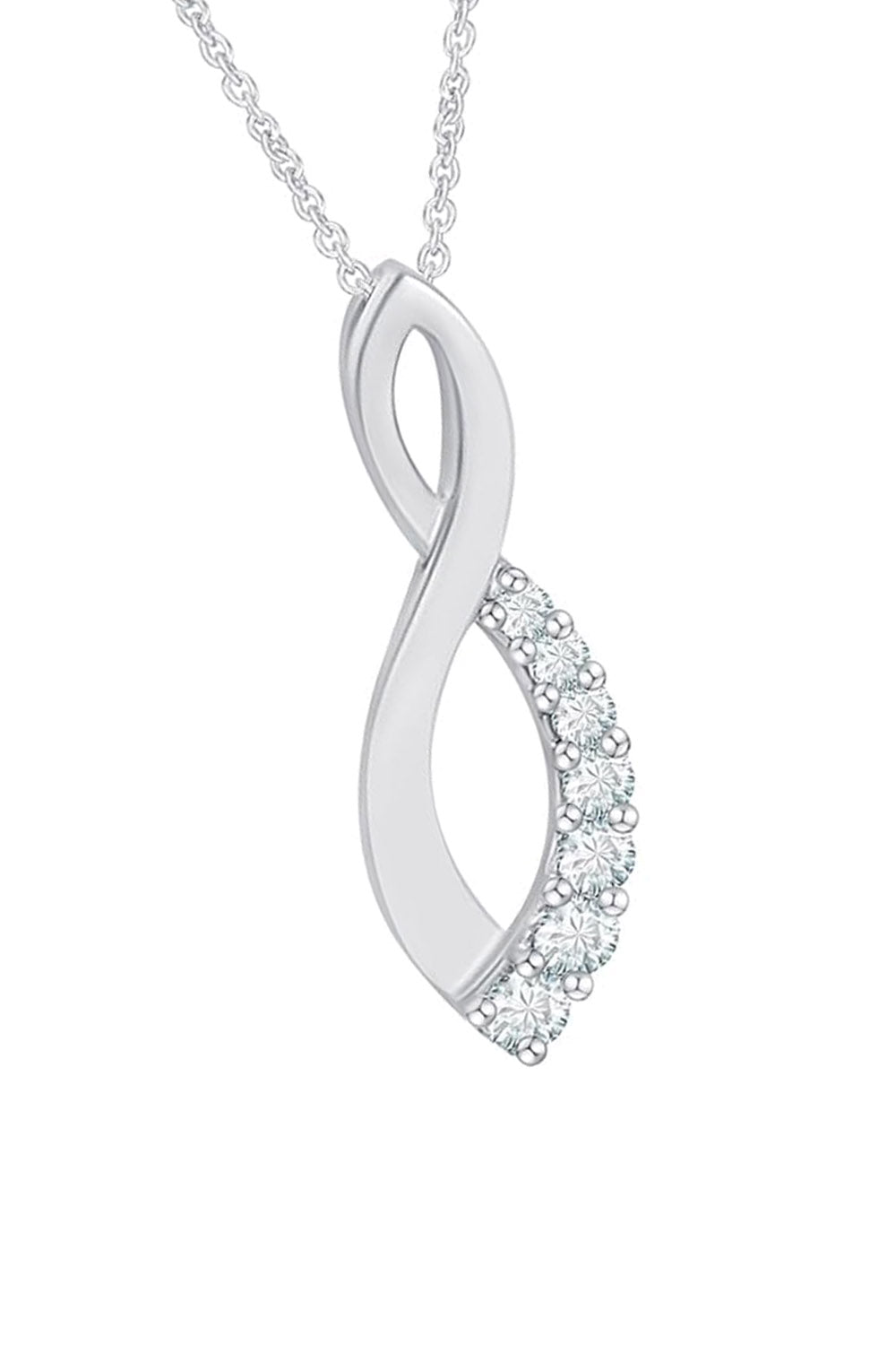 White Gold Color Diamond Infinity Pendant Necklace