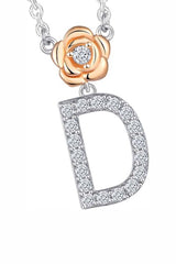D Letter Flower Pendant Necklace