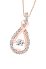 Rose Gold Color Moissanite Diamond Layered Infinity Pendant Necklace 