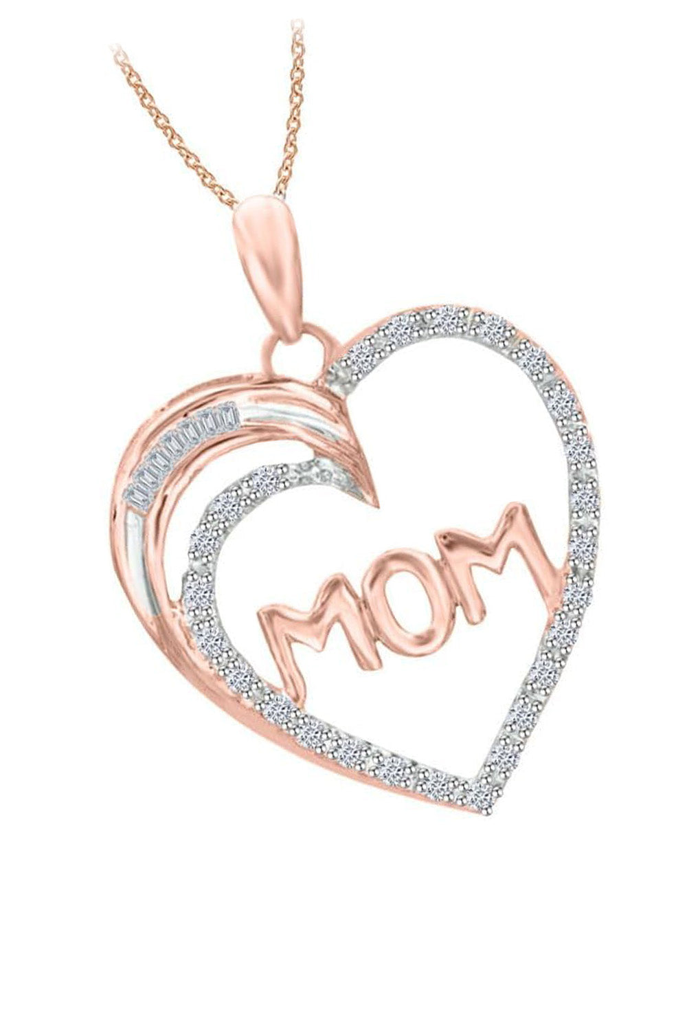Rose Gold Color MOM Love Heart Pendant Necklace