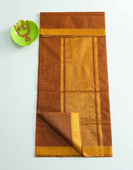 Burnt Orange Mangalgiri Cotton Saree with Stripes
