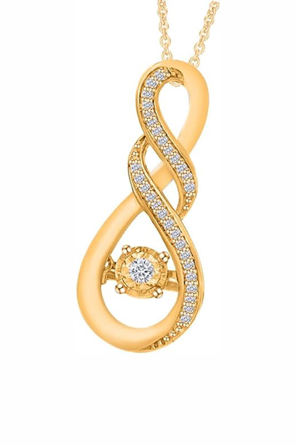 Yellow Gold Color Yaathi Double Infinity Pendant Necklace, Jewellery
