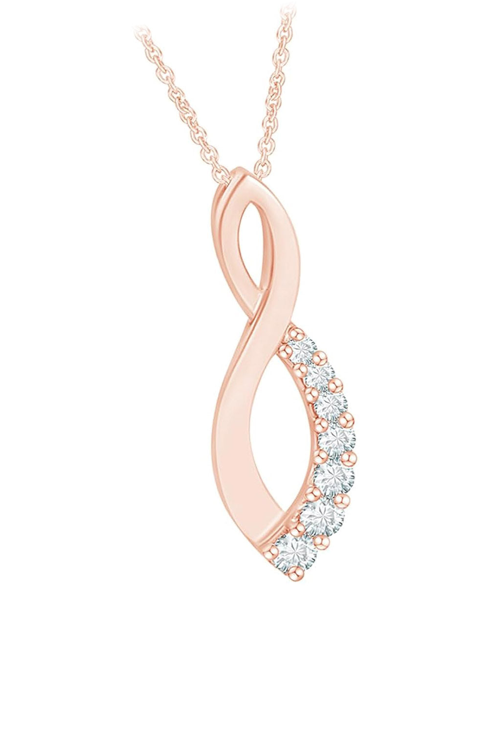Rose Gold Color Diamond Infinity Pendant Necklace
