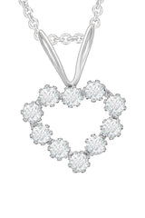 Yaathi White Gold Color Round Moissanite Open Heart Pendant Necklace