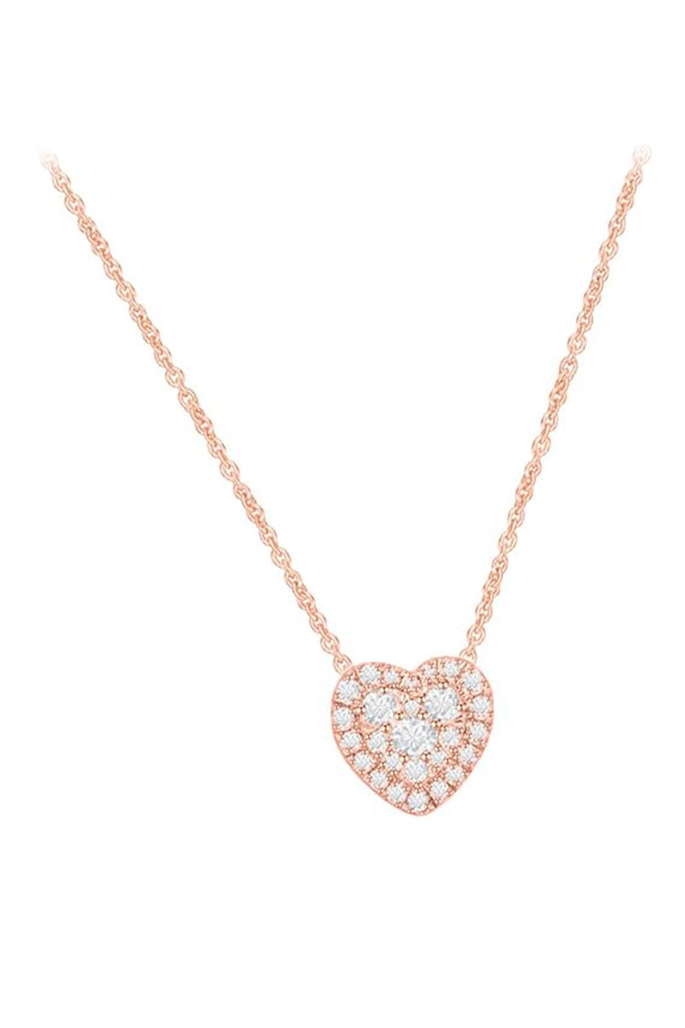 Rose Gold Color Latest Round Moissanite Halo Heart Pendant Necklace
