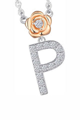 P Letter Flower Pendant Necklace
