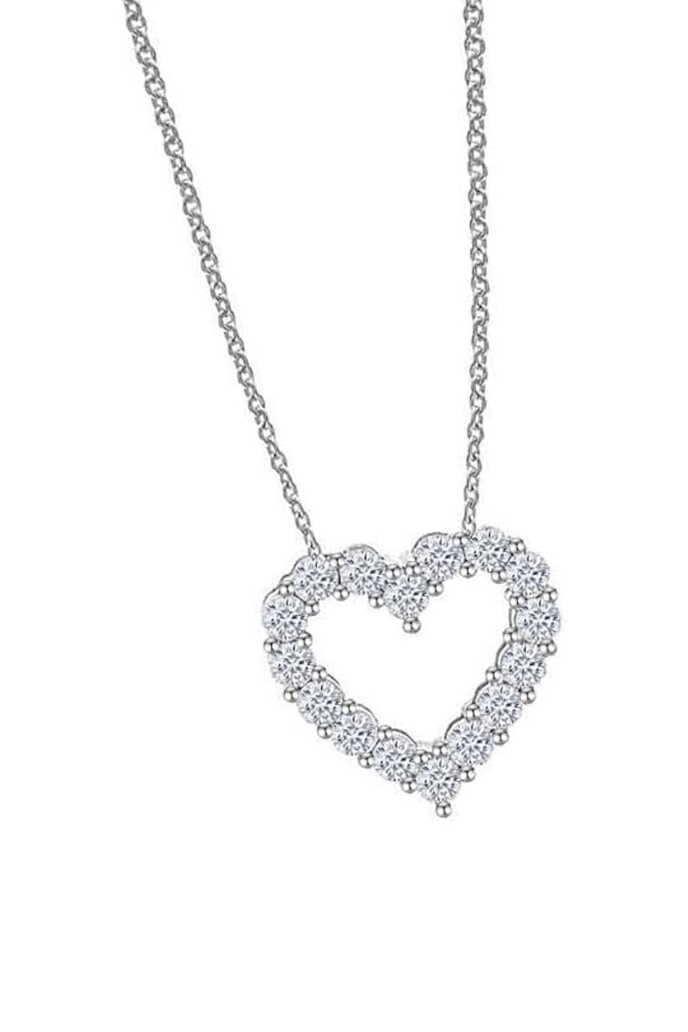 White Gold Color Heart Outline Pendant Necklace