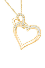 Yellow Gold Color Moissanite Double Heart Pendant Necklace