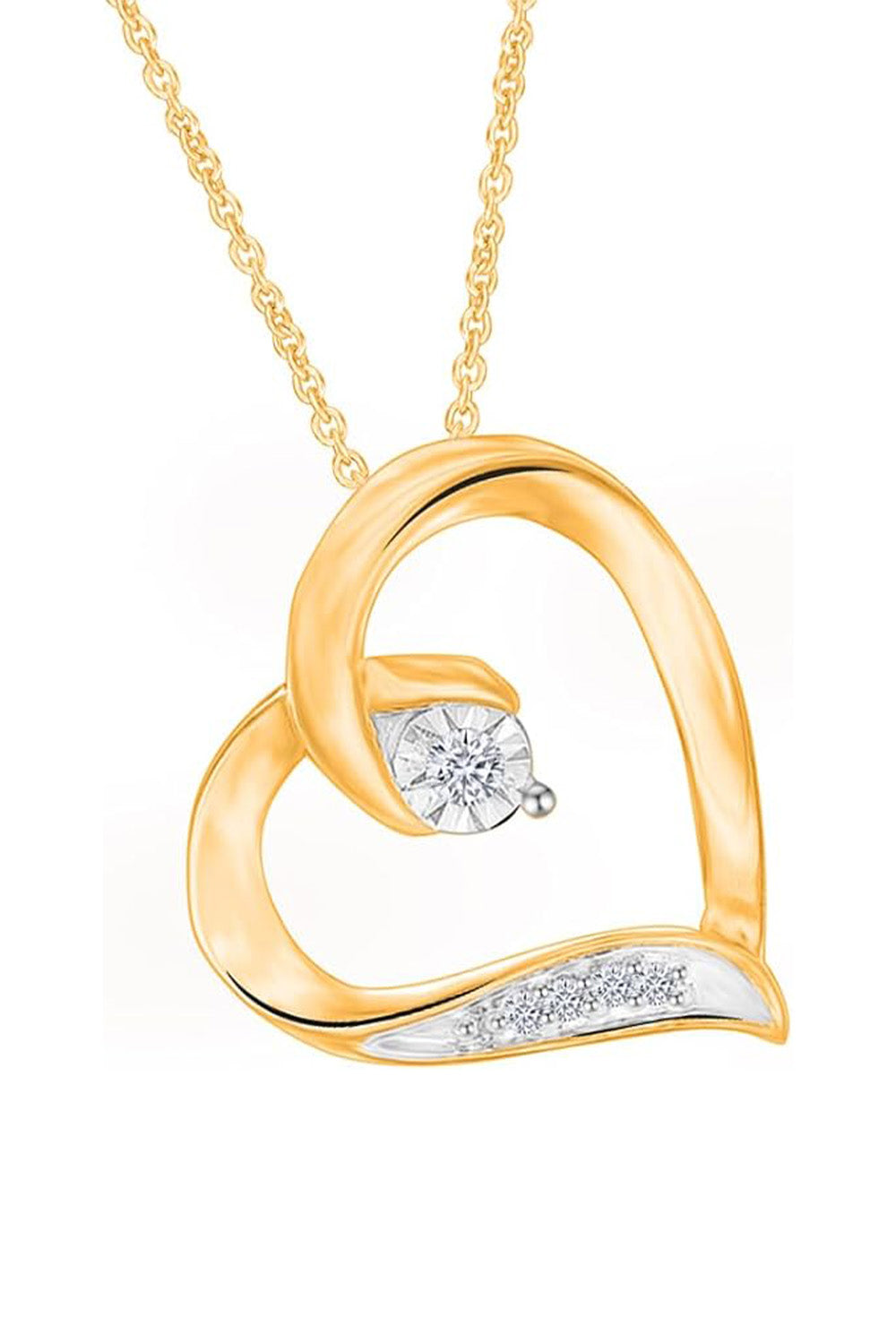 Yellow Gold Color Heart Pendant Necklace