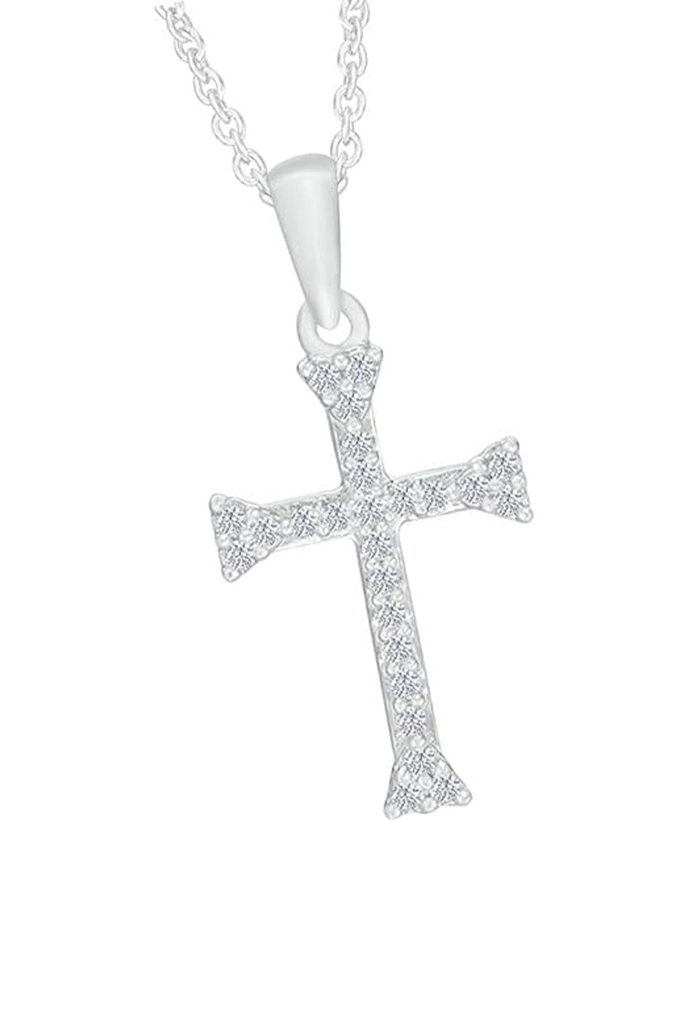 White Gold Color Yaathi Moissanite Cross Pendant Necklace for Women 