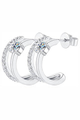 0.6 Carat Moissanite Diamond Open Hoop Earrings in 18K Gold Plated 925 Sterling Silver D Color VVS1.