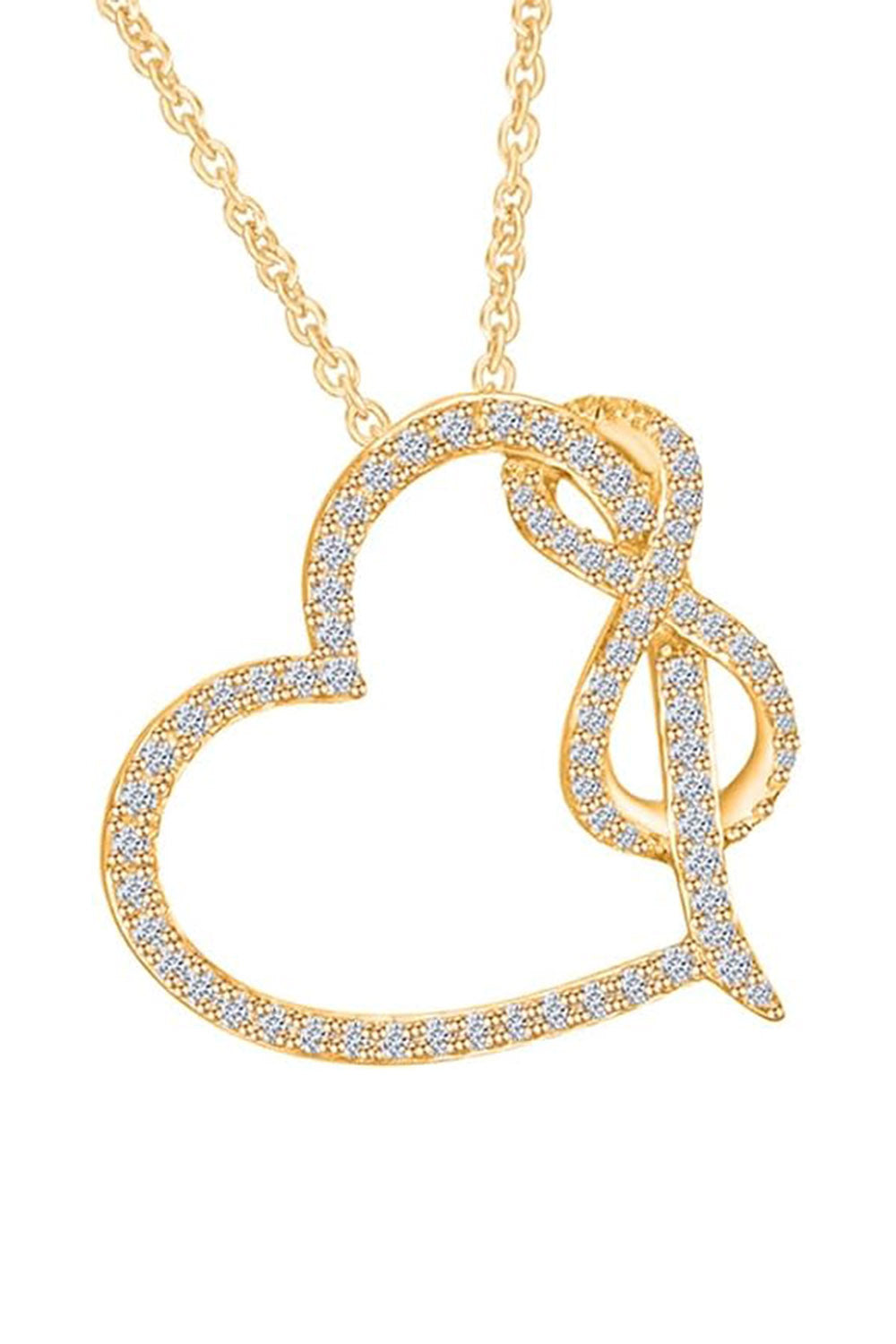 Yellow Gold Color 1/3 Carat Moissanite Heart Infinity Pendant Necklace