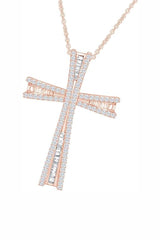 Rose Gold Color Flared Cross Pendant Necklace, Cross Necklace Religious