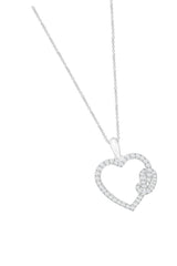 White Gold Color Knotted Heart Pendant Necklace