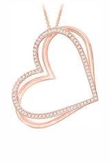 Rose Gold Color Yaathi Moissanite Double Heart Pendant Necklace 