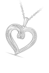 White Gold Color Moissanite Double Loop Heart Pendant Necklace 