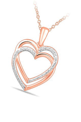Rose Gold Color Moissanite Love Double Heart Pendant Necklace