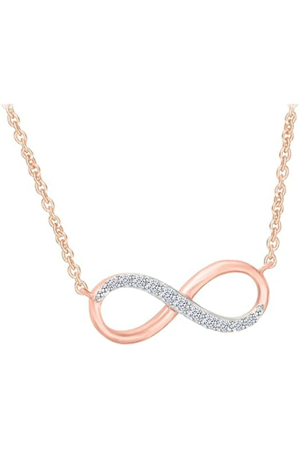Rose Gold Color Stylish Moissanite Infinity Pendant Necklace