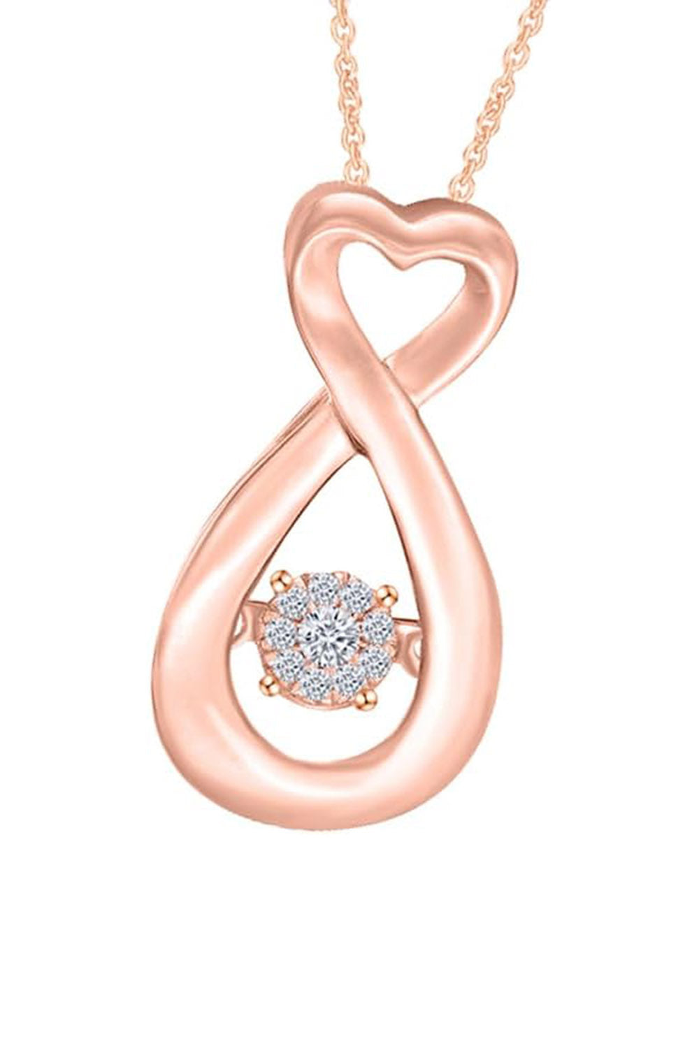 Rose Gold Color Trendy Moissanite Diamond Heart Infinity Pendant Necklace