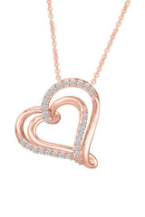 Rose Gold Color Stylish Moissanite Double Heart Pendant Necklace 
