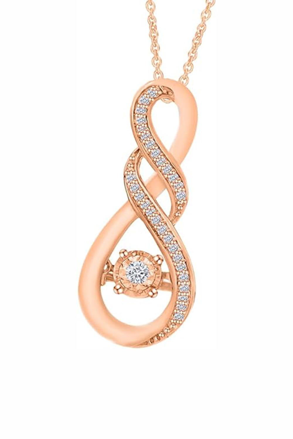 Rose Gold Color Yaathi Double Infinity Pendant Necklace, Jewellery