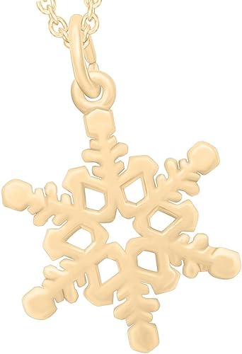 Yellow Gold Color Charms Snowflake Profile Pendant Necklaces for Women