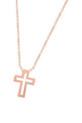 Rose Gold Color 14K Gold Plated Sterling Silver Cross Pendant Necklace 