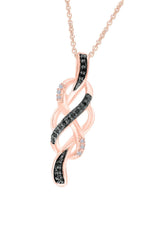 Rose Gold Color Black and White Infinity Knot Pendant Necklace 