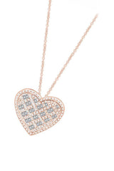 Rose Gold Color Basket Weave Heart Necklace,