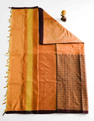 Pink Brown Jacquard Saree