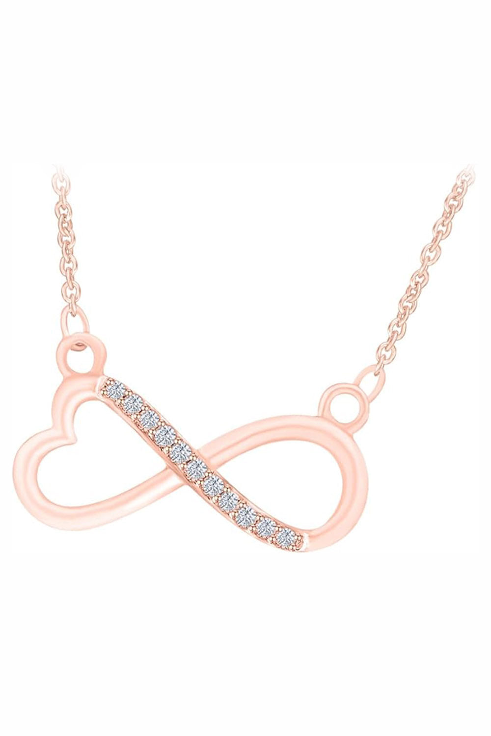 Rose Gold Color Yaathi 1/4 Cttw Moissanite Infinity with Heart Necklace