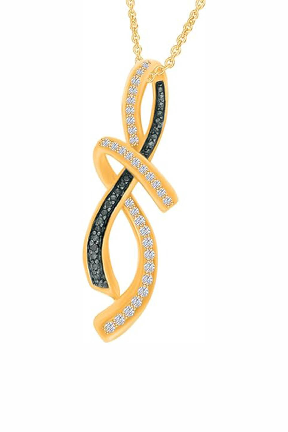Yellow Gold Color Yaathi Black and White Infinity Pendant Necklace 