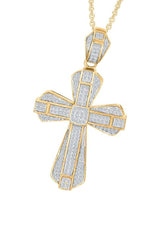 Yellow Gold Color Yaathi 5/8 Carat Moissanite Cross Pendant Necklace 