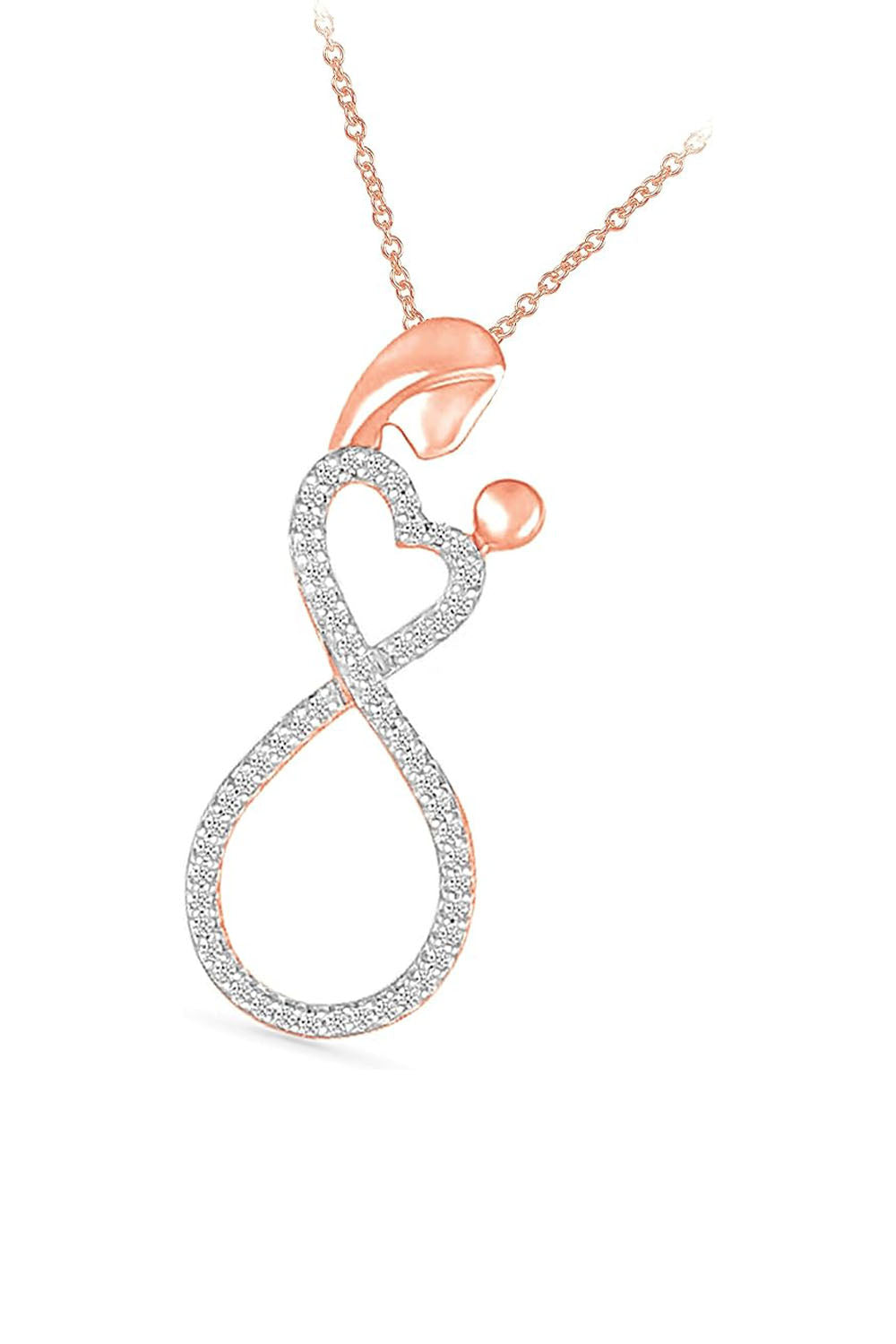 Rose Gold Color Heart Infinity Mother Love Pendant Necklace