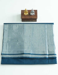 Ocean Blue Color Chanderi Cotton Saree