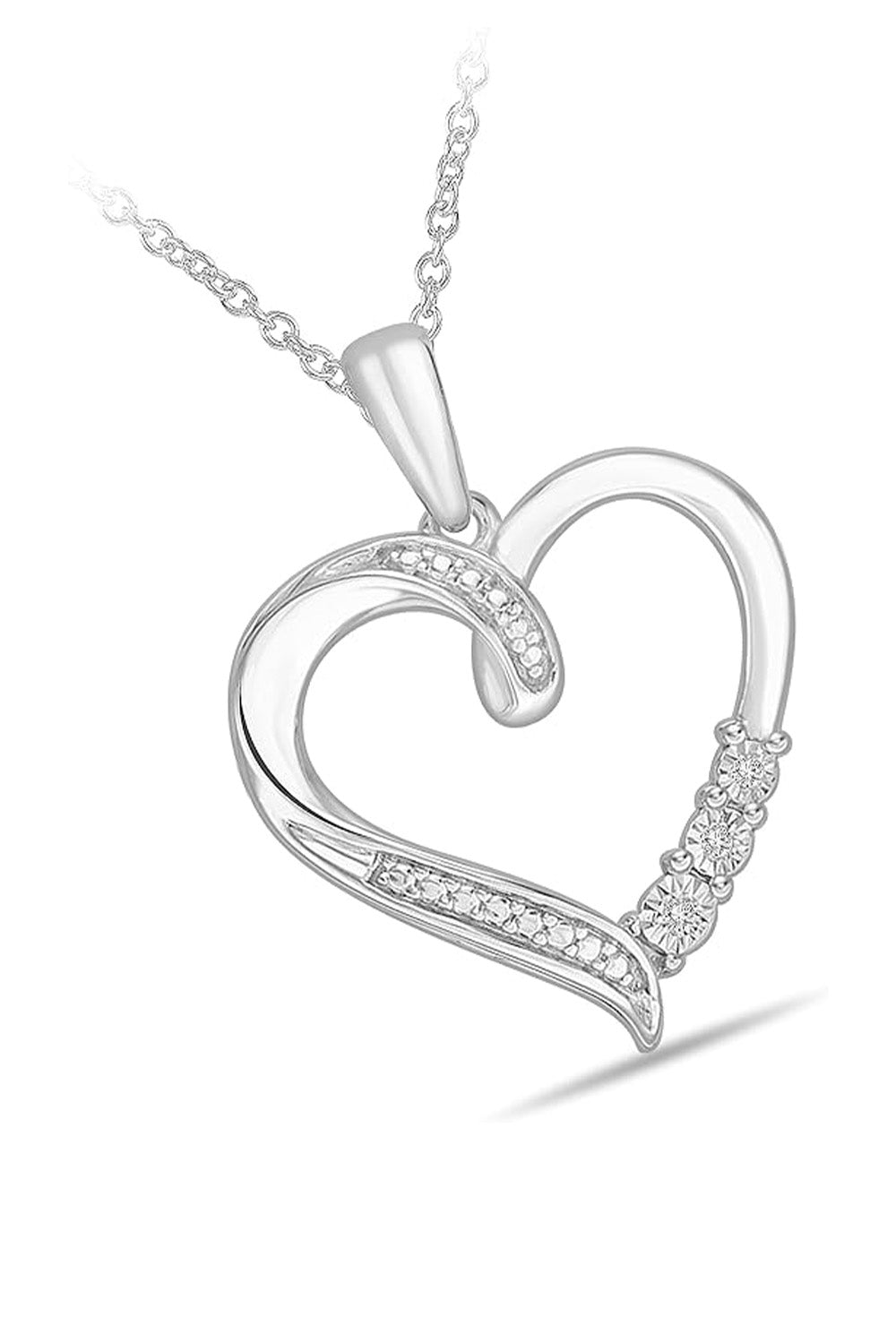 White Gold Color Ladies Heart Pendant Necklace