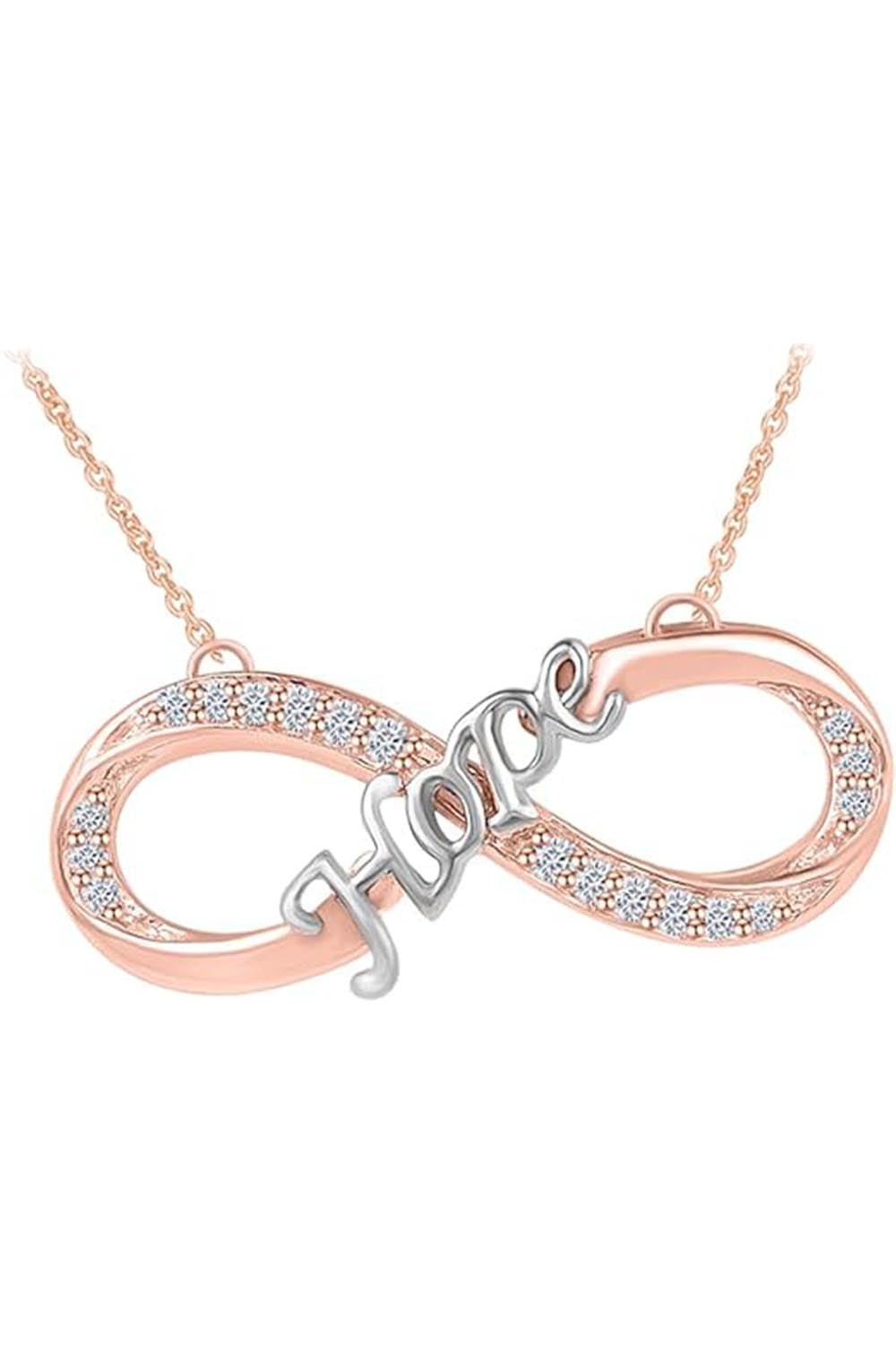 Rose Gold Color Moissanite Infinity Hope Pendant Necklace