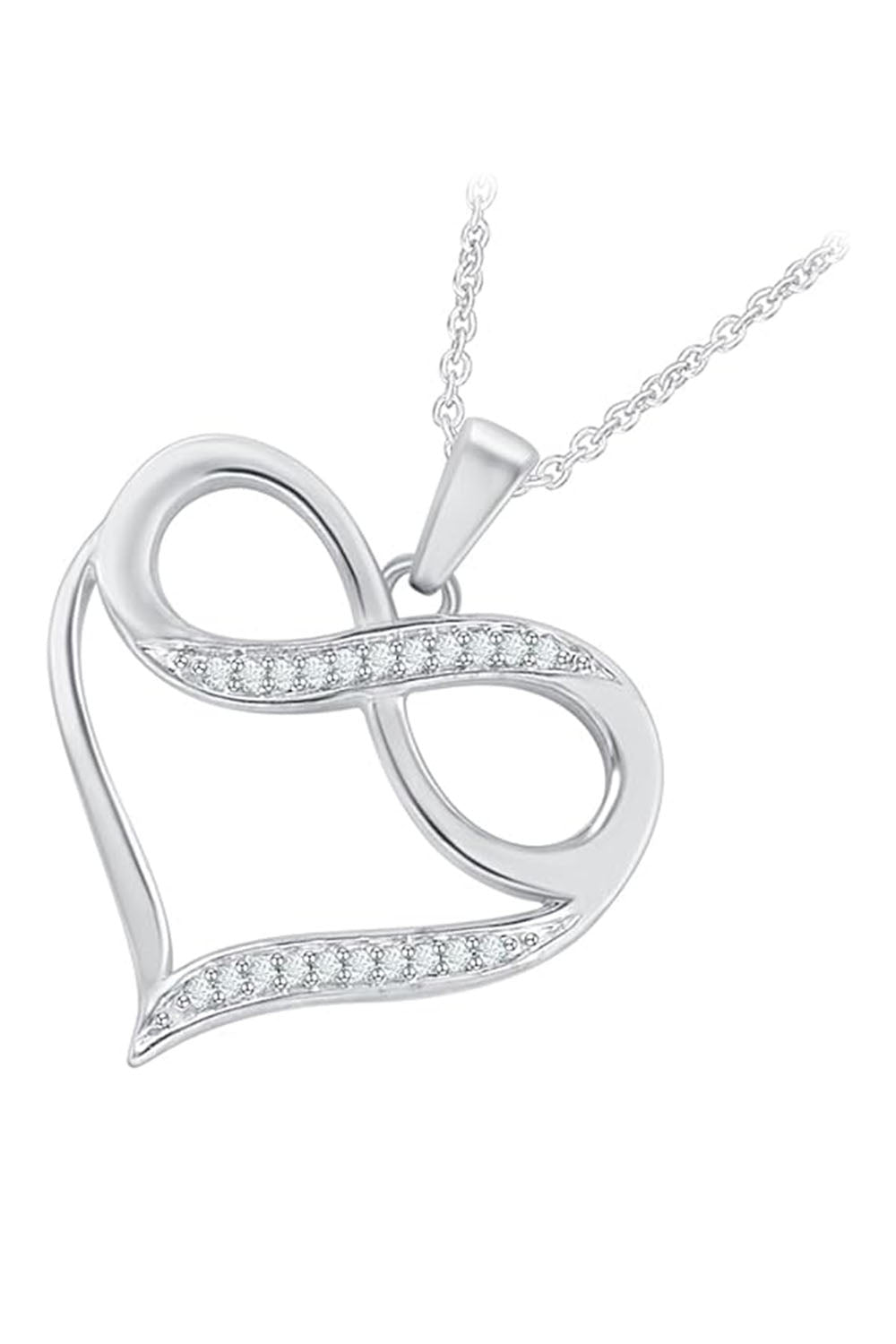 White Gold Color Heart with Infinity Pendant Necklace, Infinity Necklace