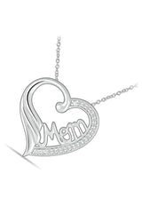 White Gold Color Mom Heart Angel Wing Pendant Necklace