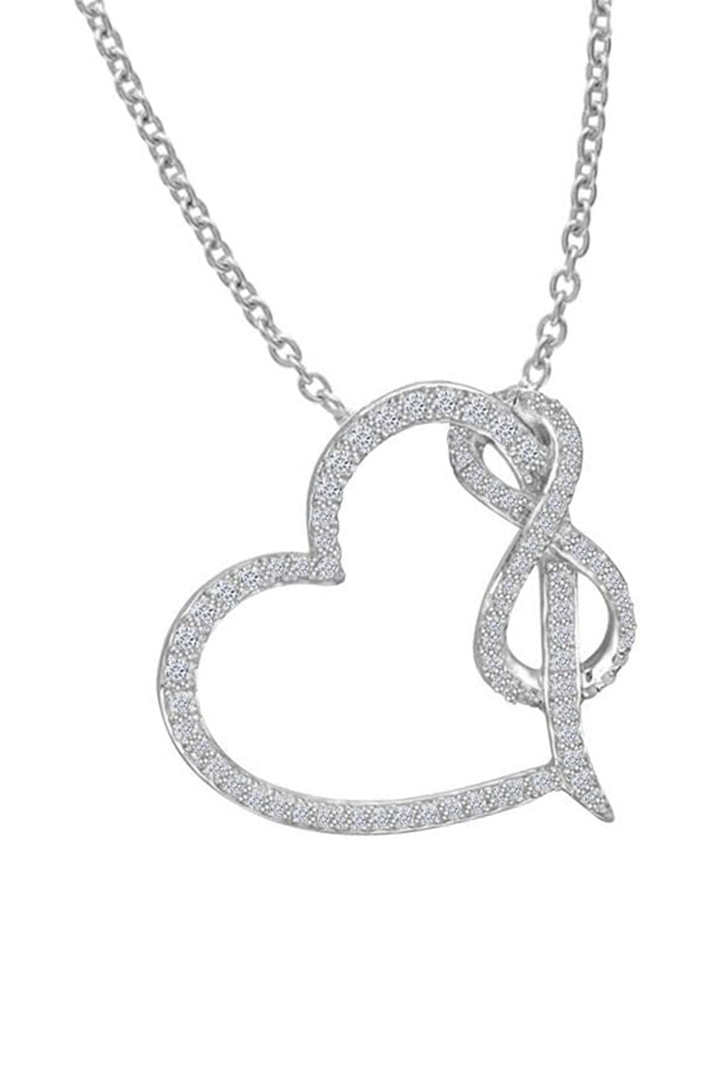 White Gold Color Love Heart Infinity Pendant Necklace