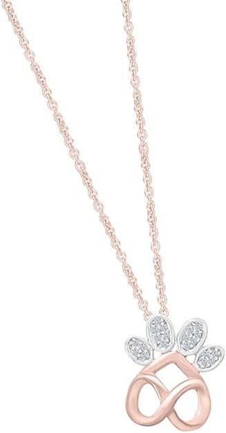 Rose Gold Color Infinity Paw Print Pendant Necklace, Trending Necklaces 