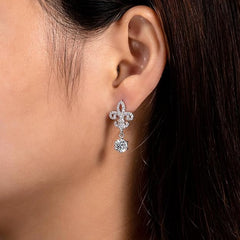Trending Fleur De Lis Dangle Earrings for Women, Silver Studs