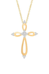 Yellow Gold Color Loop Cross Pendant Necklace, Pendant for Women