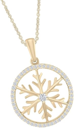 Yellow Gold Color Branch Snowflake Pendant Necklace, Fashion Jewellery