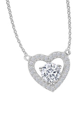 White Gold Color Superior Love Heart Pendant Necklace